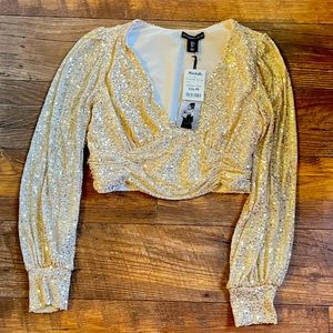 Cropped Gold Sparkly Top